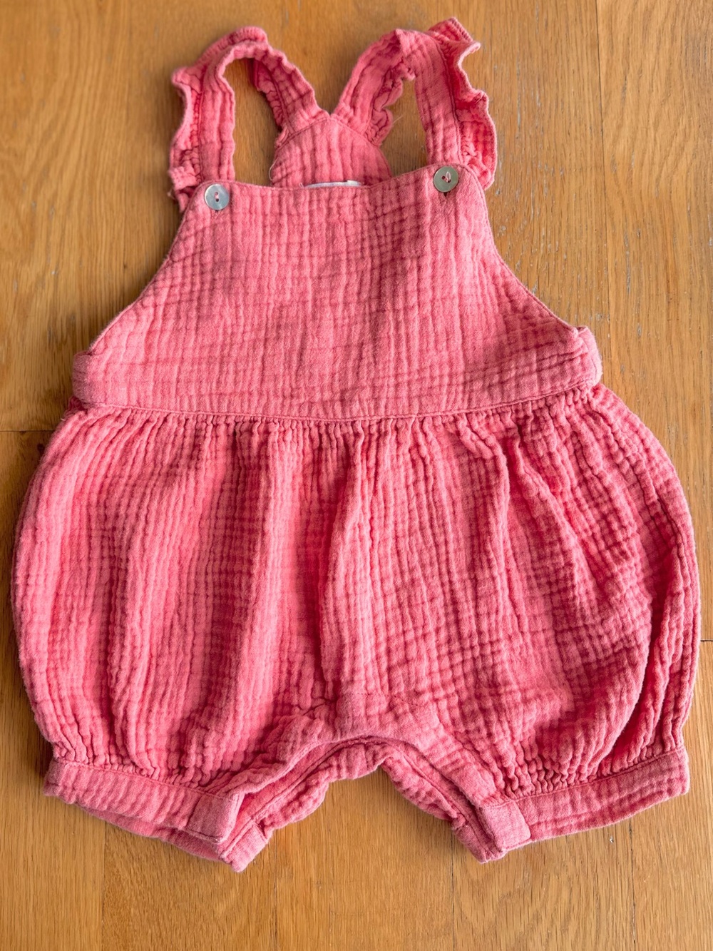 bobi Coral Pink Textured Bubble Romper